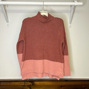 Olive and Oak Pink and Rust Colored Oversized Slouchy Turtleneck Sweater- XS